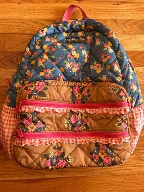 Matilda Jane Quilted Floral Backpack in Blue, Brown, Pink